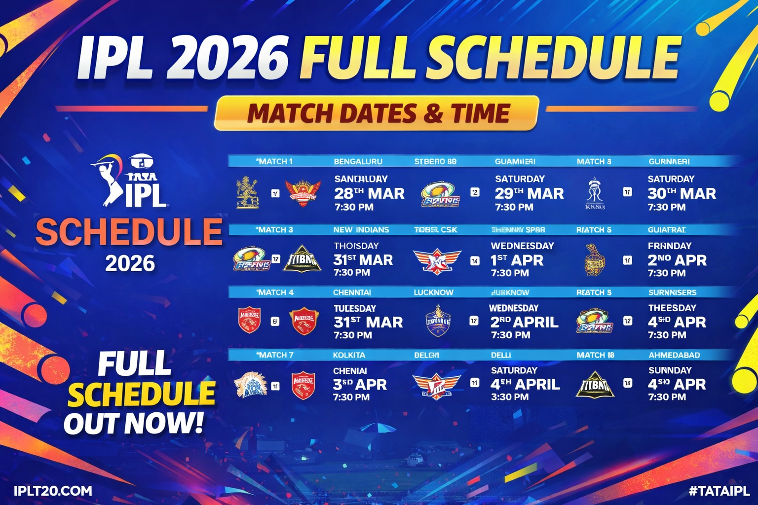 IPL 2026 Schedule: Full Details, Teams, and What to Expect