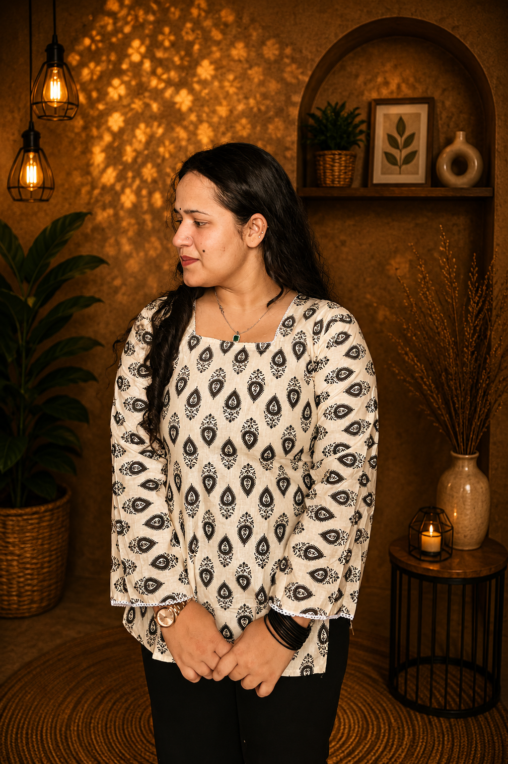 Mustard Printed Kurti