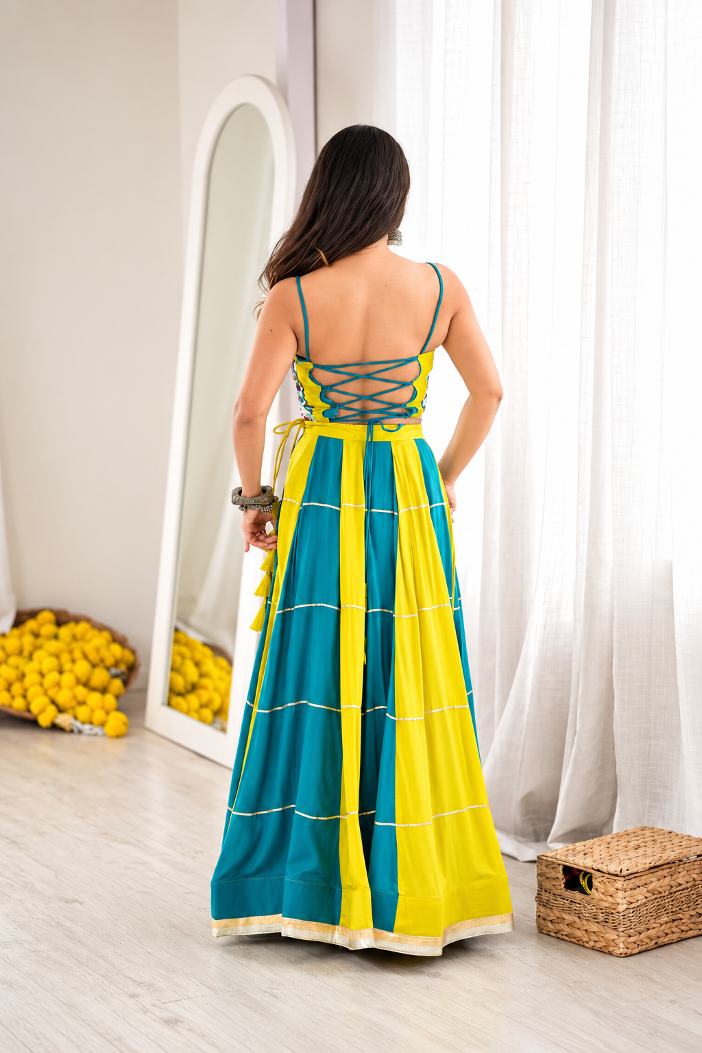 Aqua Marigold Lehenga