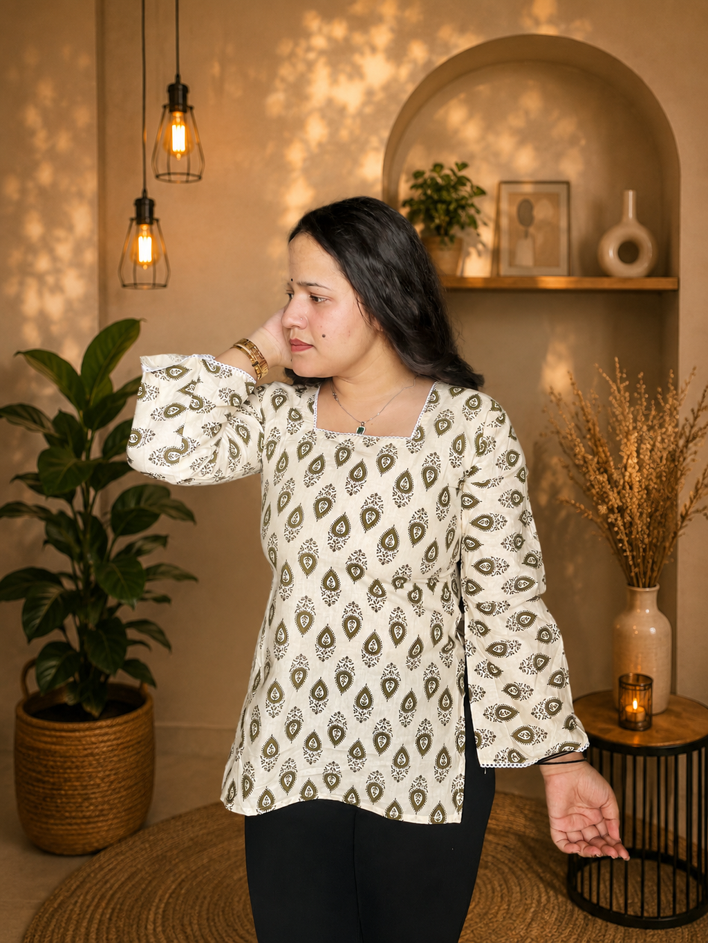 Mustard Printed Kurti