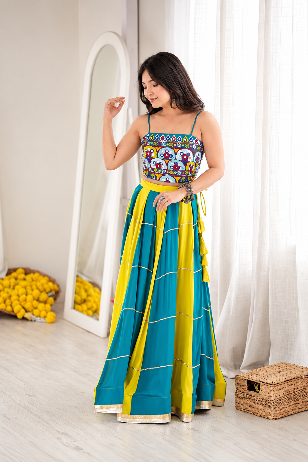 Aqua Marigold Lehenga