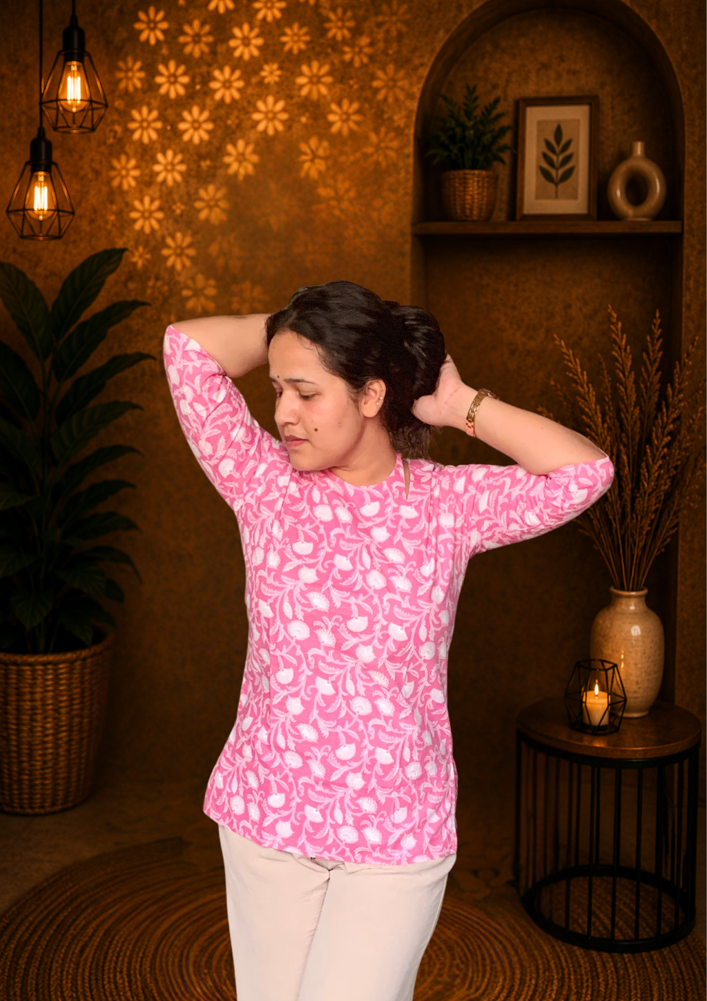 Cut-out Neck FLoral Kurti