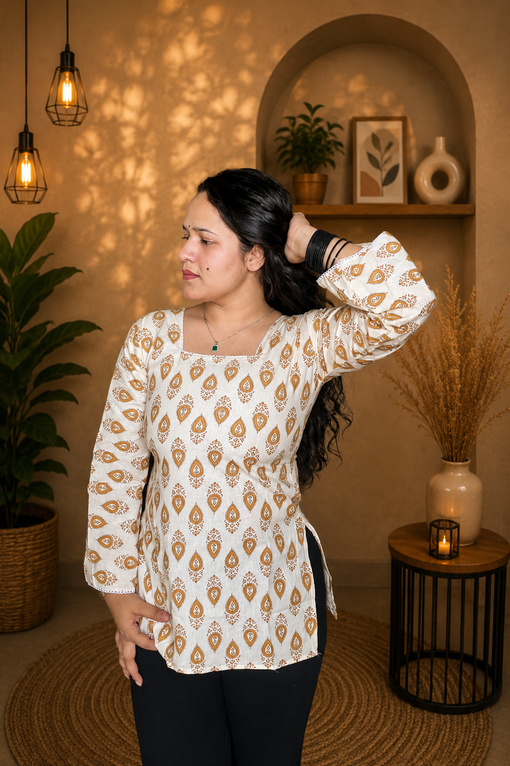 Mustard Printed Kurti