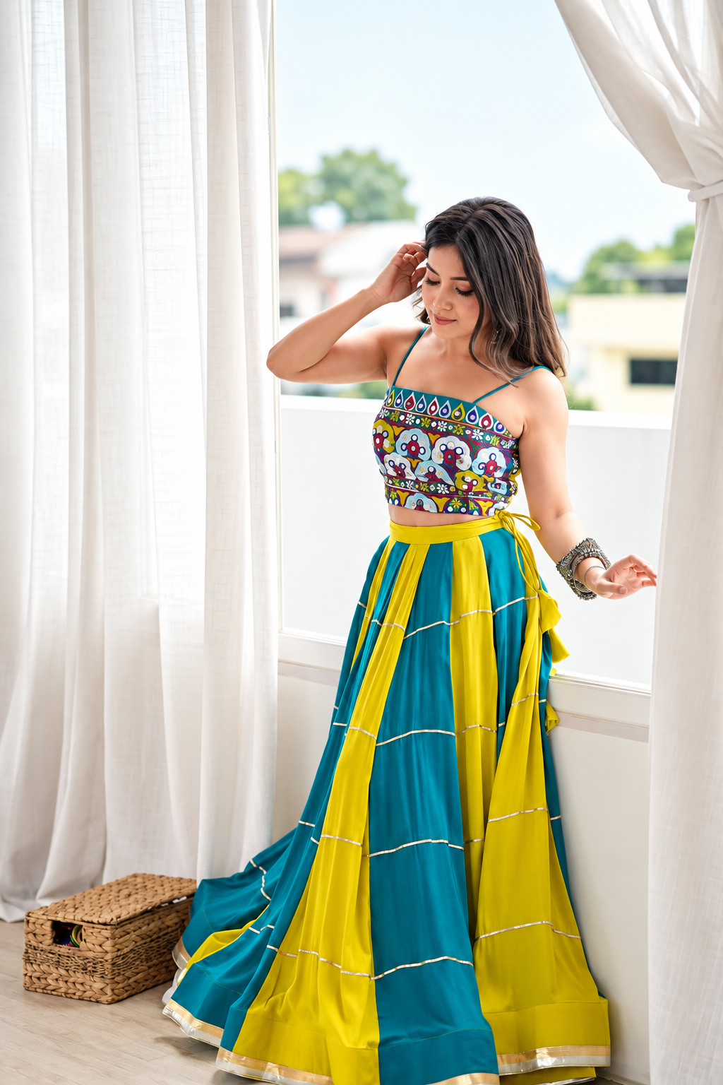 Aqua Marigold Lehenga