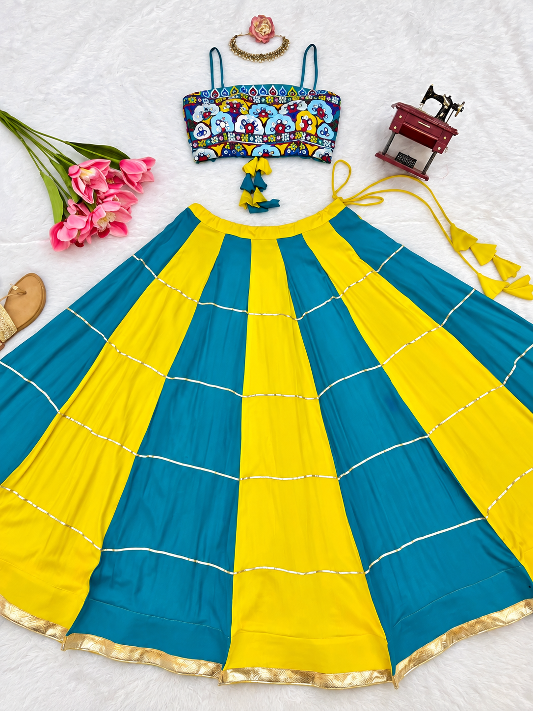 Aqua Marigold Lehenga