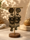 Antique Swan Design Oxidized Jhumka Earrings