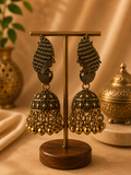 Peacock Design Oxidized Jhumka Earrings
