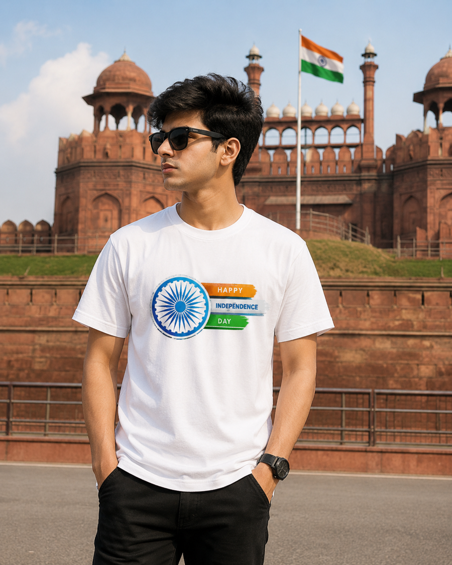 Ashoka Chakra Minimal Independence Day T-Shirt