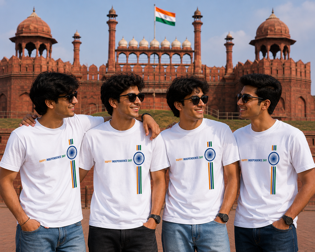 Happy Independence Day Printed White T-Shirt | Patriotic Edition