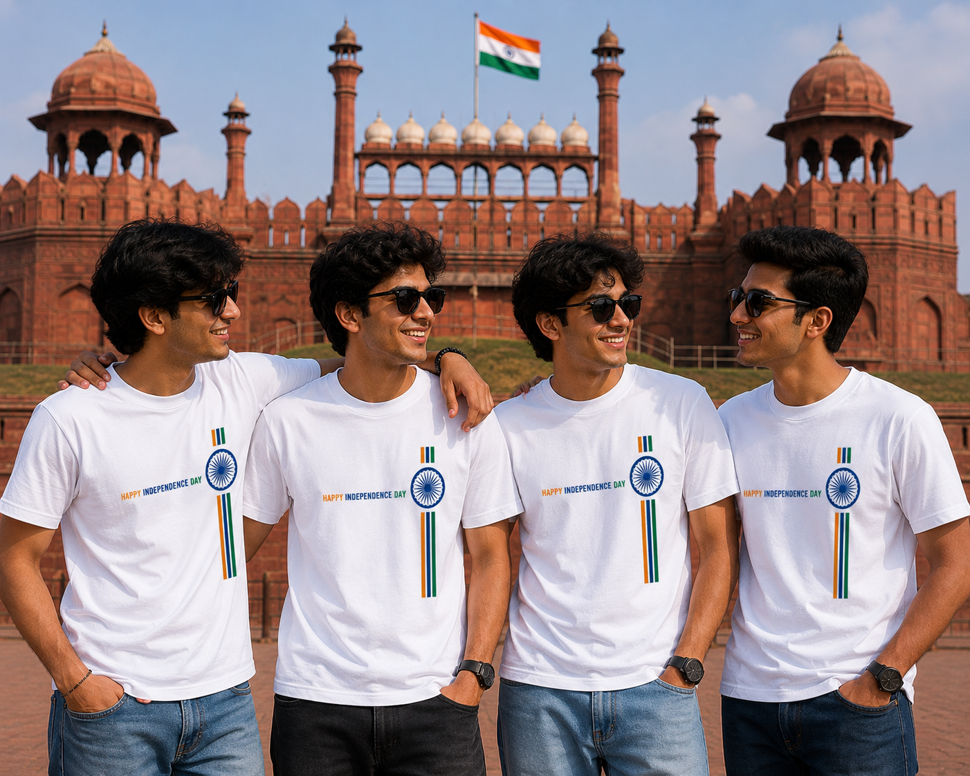 Happy Independence Day Printed White T-Shirt | Patriotic Edition