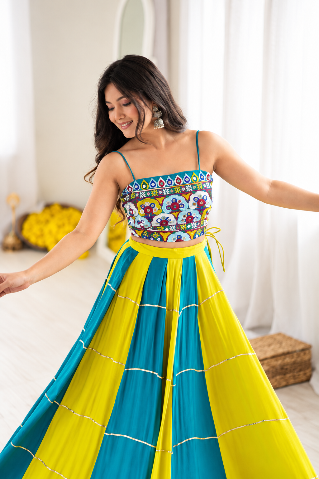 Aqua Marigold Lehenga