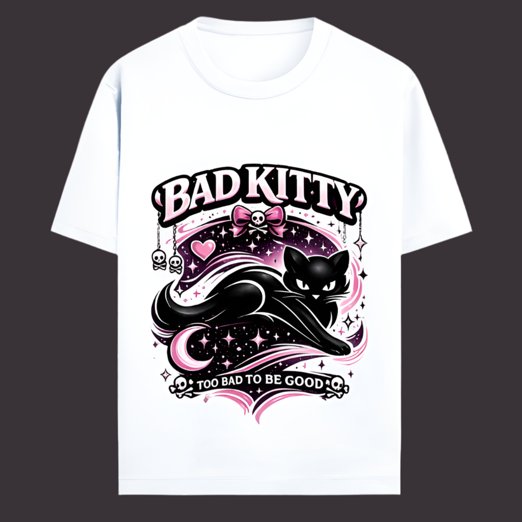 Bad Kitty Shirt – Gothic Cat Graphic Tee
