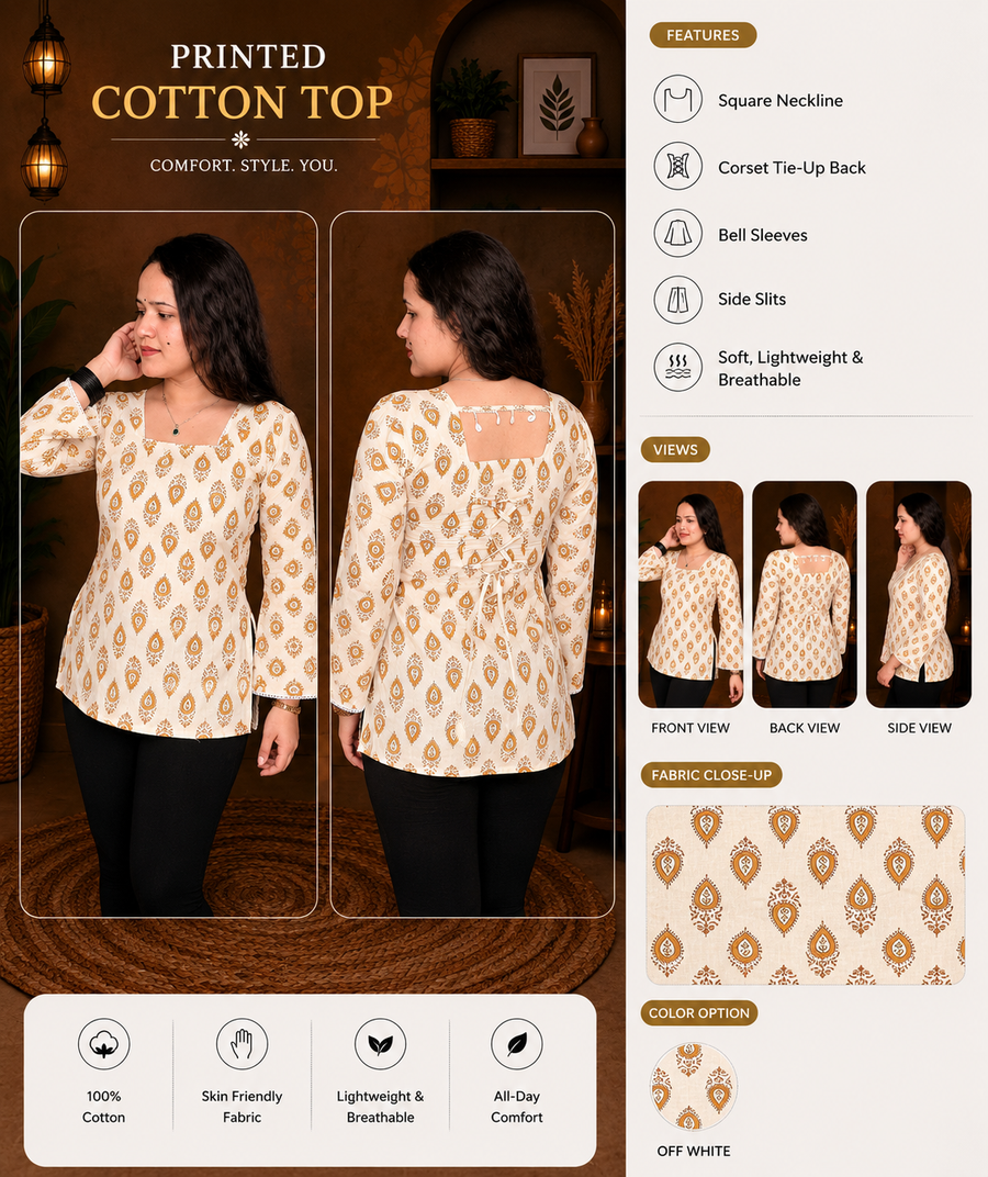 Mustard Printed Kurti