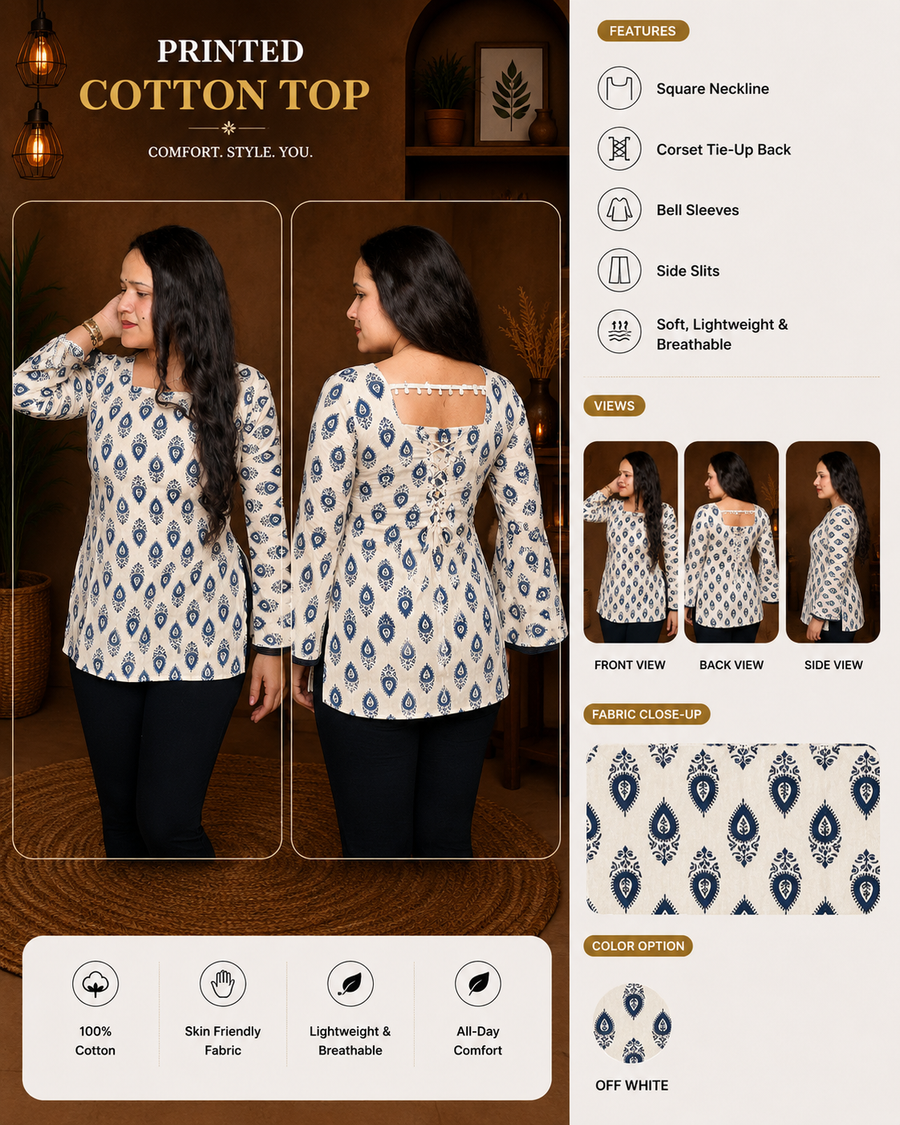 Mustard Printed Kurti