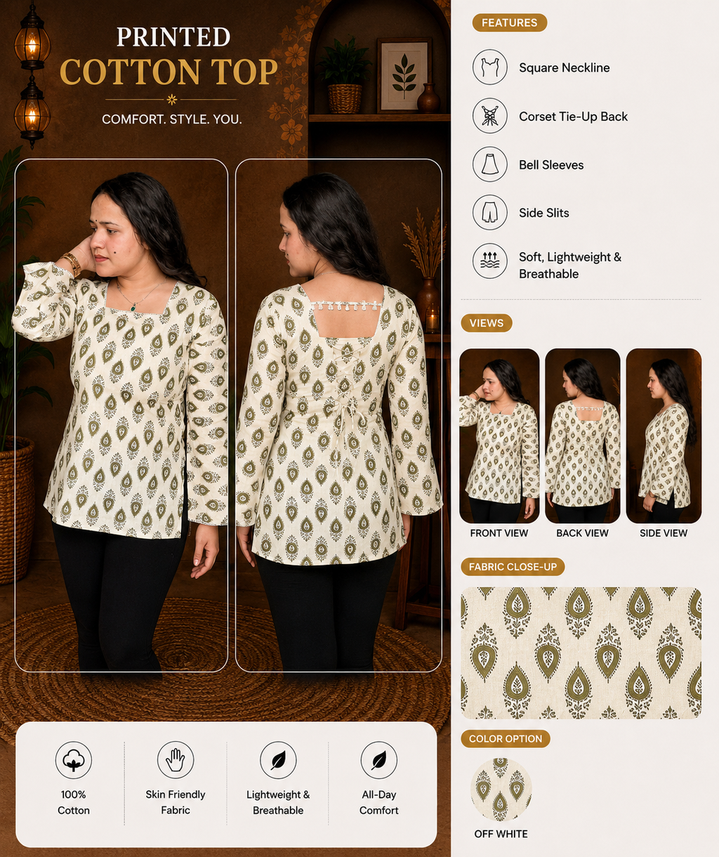Mustard Printed Kurti