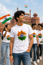 Tricolor Ashoka Chakra Independence Day Unisex T-Shirt – White