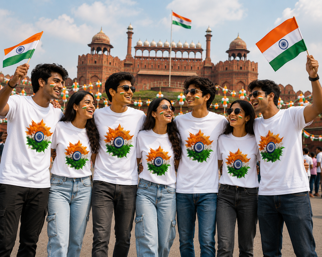 Tricolor Ashoka Chakra Independence Day Unisex T-Shirt – White