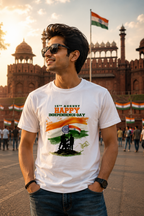 15th August Happy Independence Day Tricolor Unisex T-Shirt – White