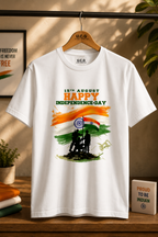 15th August Happy Independence Day Tricolor Unisex T-Shirt – White