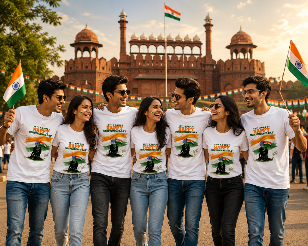 15th August Happy Independence Day Tricolor Unisex T-Shirt – White