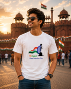 15 August Happy Independence Day Indian Flag & Soldier Unisex T-Shirt – White