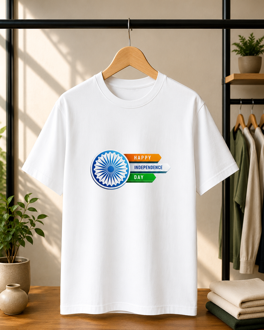 Ashoka Chakra Minimal Independence Day T-Shirt