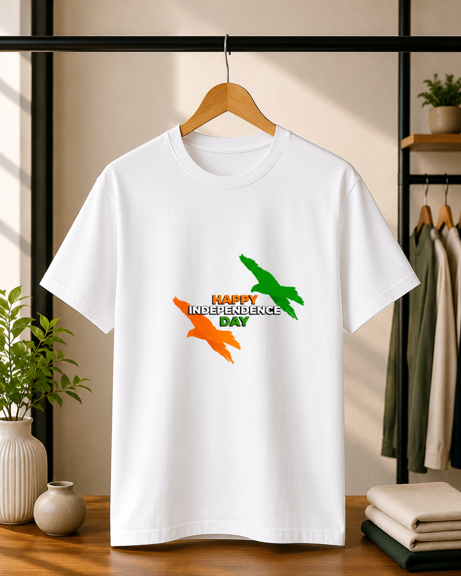 Tricolor Birds Happy Independence Day T-Shirt