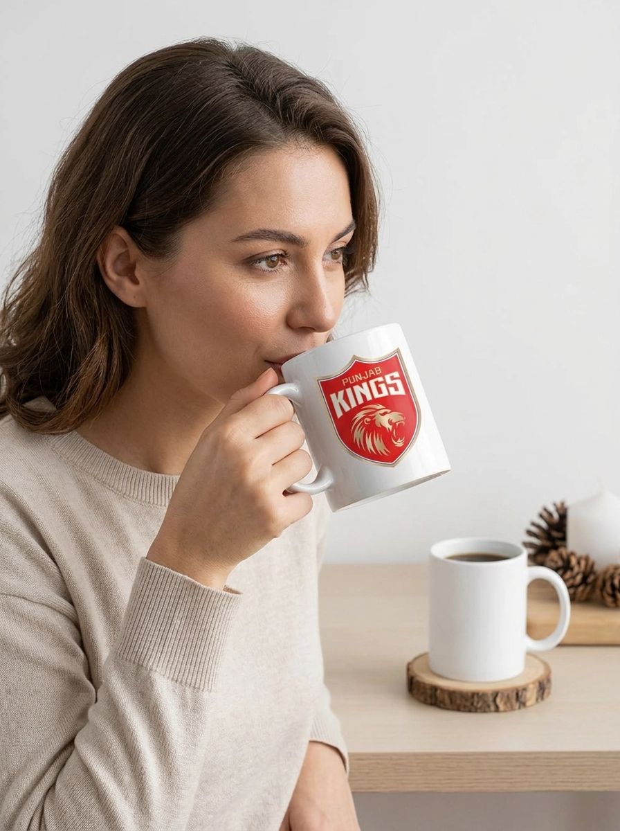 Punjab Kings Family Pack 1 Man T-Shirt + 1 Girl T-Shirt + 1 Kid T-Shirt + 1 Mug + 1 Pillow
