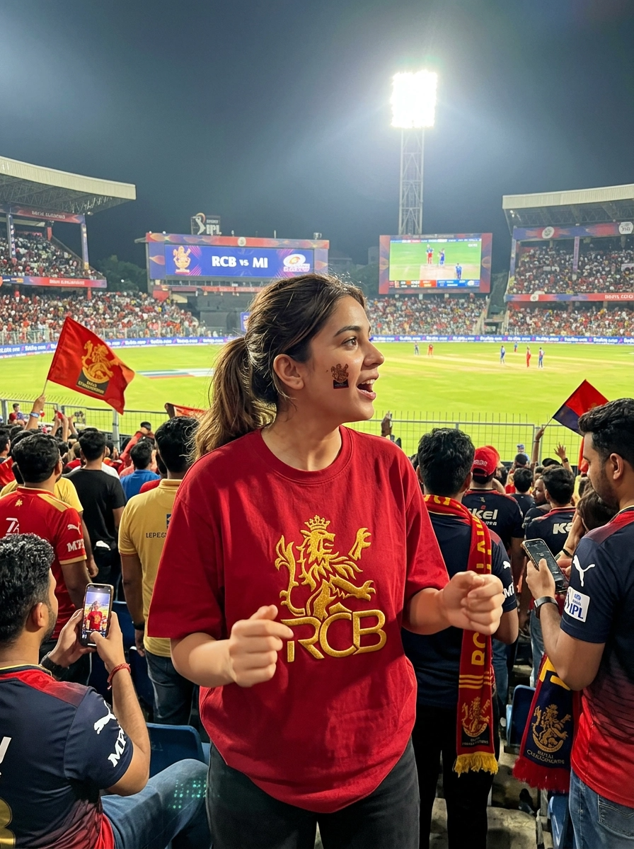 RCB Family Pack 1 Man T-Shirt + 1 Girl T-Shirt + 1 Kid T-Shirt + 1 Mug + 1 Pillow