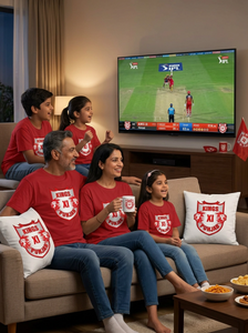 Punjab Kings Family Pack 1 Man T-Shirt + 1 Girl T-Shirt + 1 Kid T-Shirt + 1 Mug + 1 Pillow