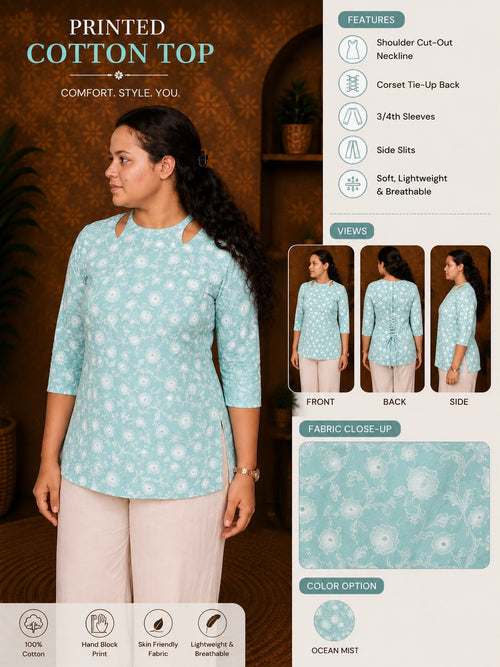 Cut-out Neck FLoral Kurti